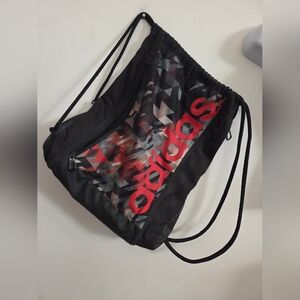 Adidas Black and Red Drawstring Bag